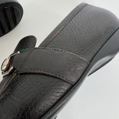 Gucci Men’s Black Leather Bit Loafers UK 8 (US 9) Horsebit Crest Medallion
