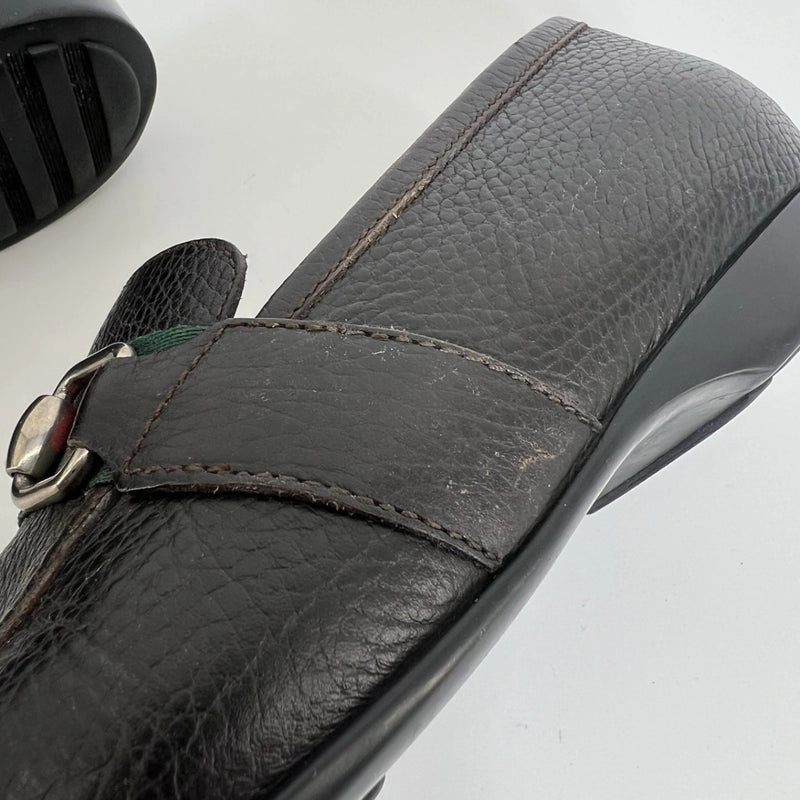 Gucci Men’s Black Leather Bit Loafers UK 8 (US 9) Horsebit Crest Medallion