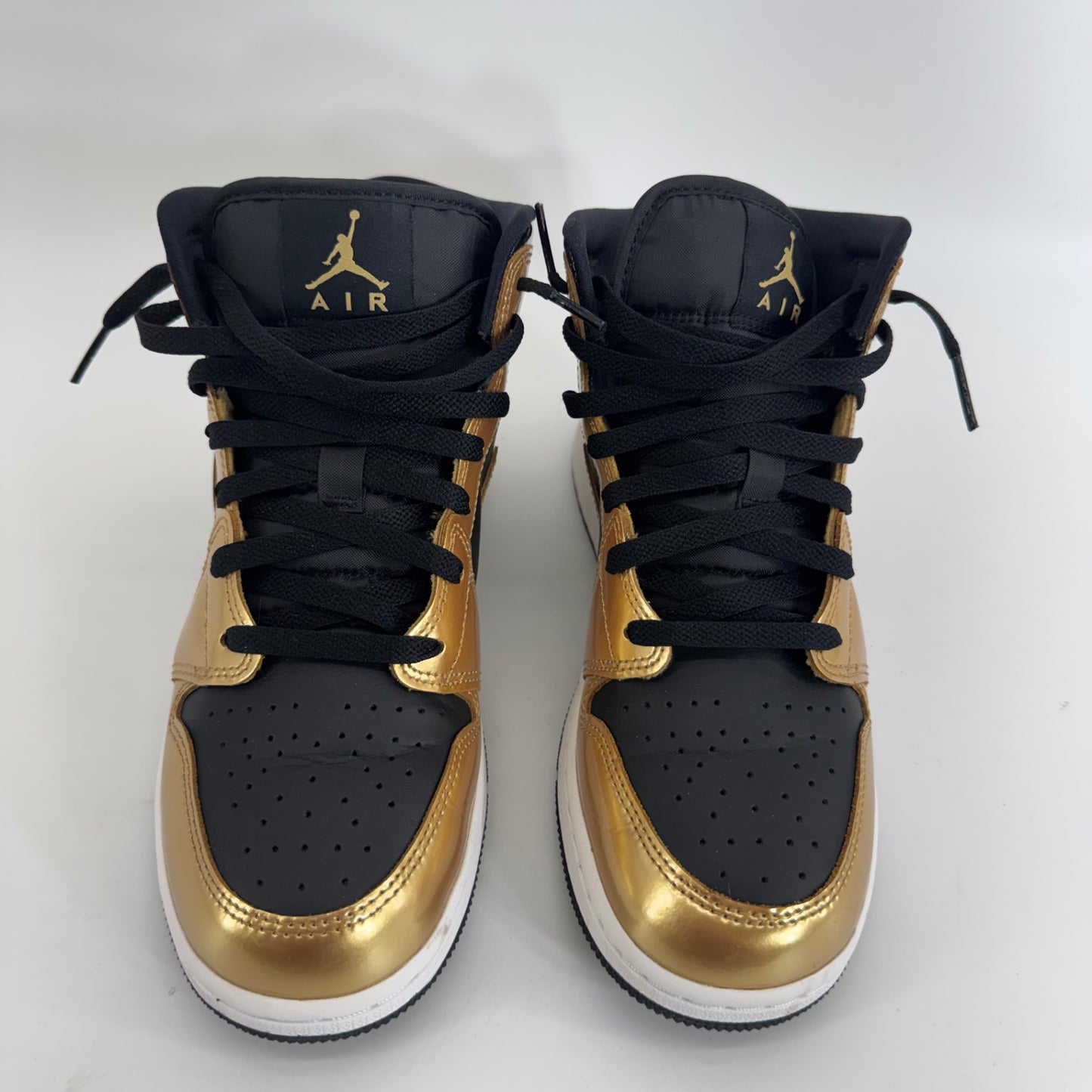 Air Jordan 1 Mid SE Metallic Gold Black Sz 7Y