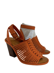 Vince Camuto Frenela Ankle Strap Sandals Apricot Nubuck Leather 5.5