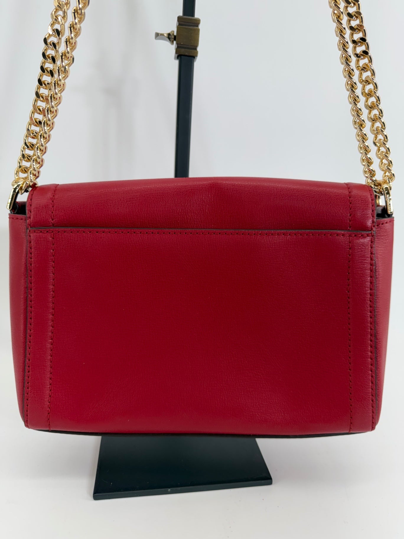 Michael Kors Kinsley Red Leather Crossbody Purse Chain Shoulder Bag Gold Lock
