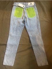 Jordache Neon PVC Pocket High Rise Crop Jeans Womens 25 Y2K Festival NWT