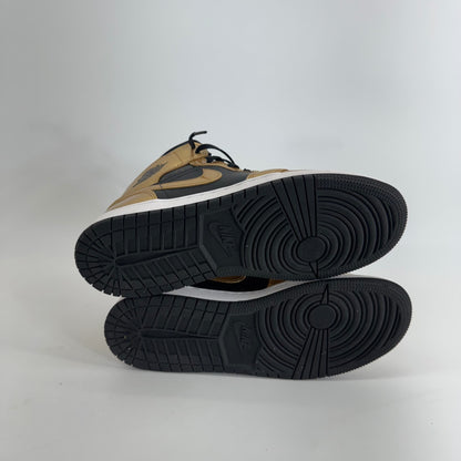Air Jordan 1 Mid SE Metallic Gold Black Sz 7Y
