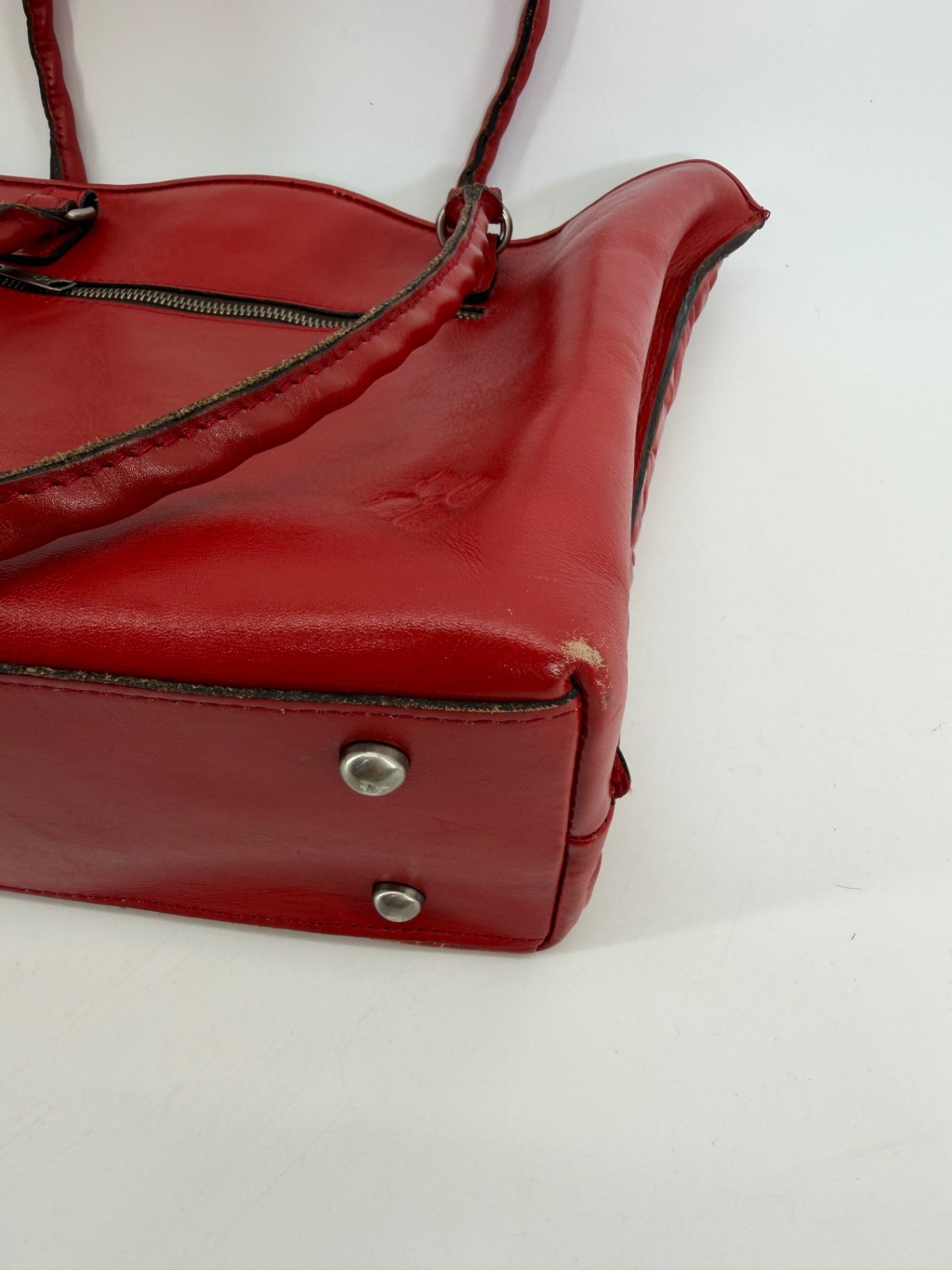 Patricia Nash Adeline Red Tooled Leather Tote Bag Floral Embossed Shoulder Purse