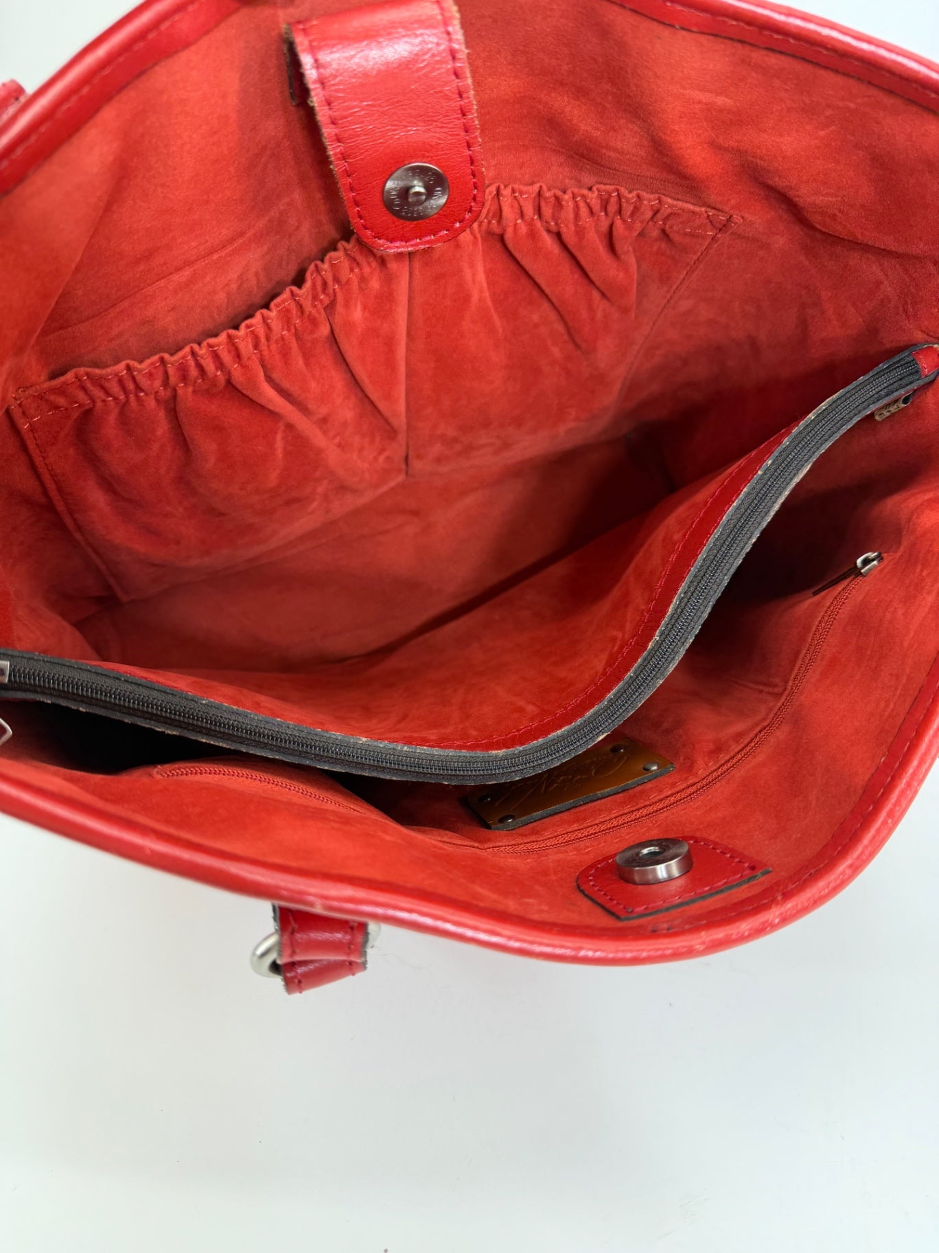 Patricia Nash Adeline Red Tooled Leather Tote Bag Floral Embossed Shoulder Purse