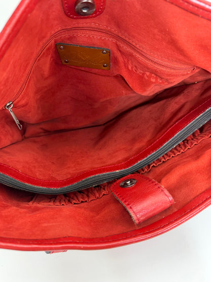 Patricia Nash Adeline Red Tooled Leather Tote Bag Floral Embossed Shoulder Purse