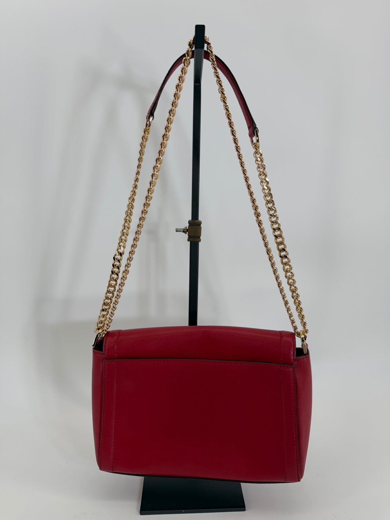 Michael Kors Kinsley Red Leather Crossbody Purse Chain Shoulder Bag Gold Lock