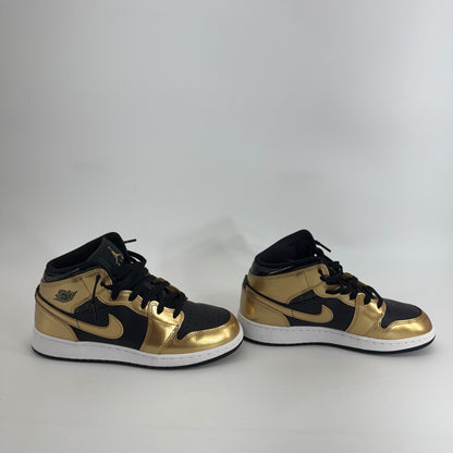 Air Jordan 1 Mid SE Metallic Gold Black Sz 7Y