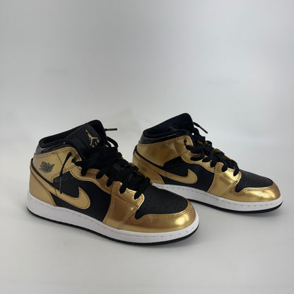 Air Jordan 1 Mid SE Metallic Gold Black Sz 7Y