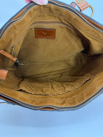 Patricia Nash Alessano Tooled Leather Tote Bag Brown Floral Embossed Shoulder Purse