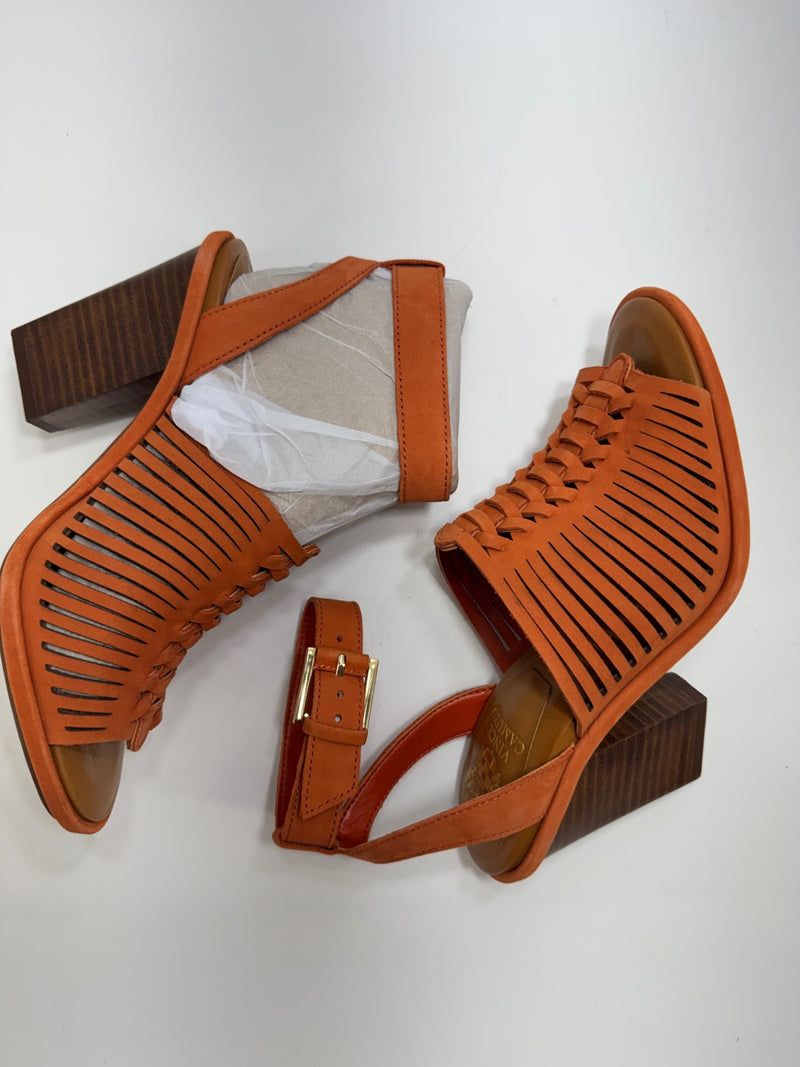Vince Camuto Frenela Ankle Strap Sandals Apricot Nubuck Leather 5.5