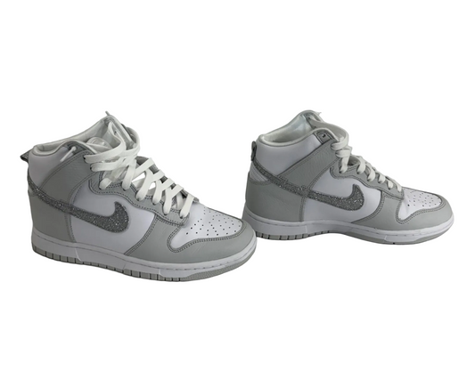 Nike Dunk High Silver Glitter Swoosh White and Photon Dust Color Sz 8