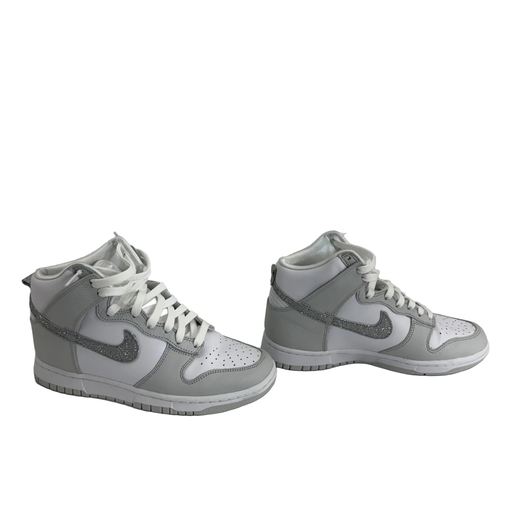 Nike Dunk High Silver Glitter Swoosh White and Photon Dust Color Sz 8