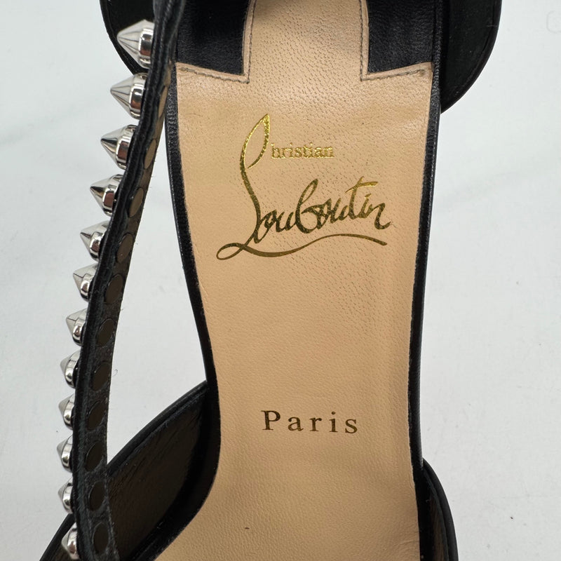 Christian Louboutin Studded Pointed Toe Stiletto Heels Red Sole Black EU 38 US 7.5