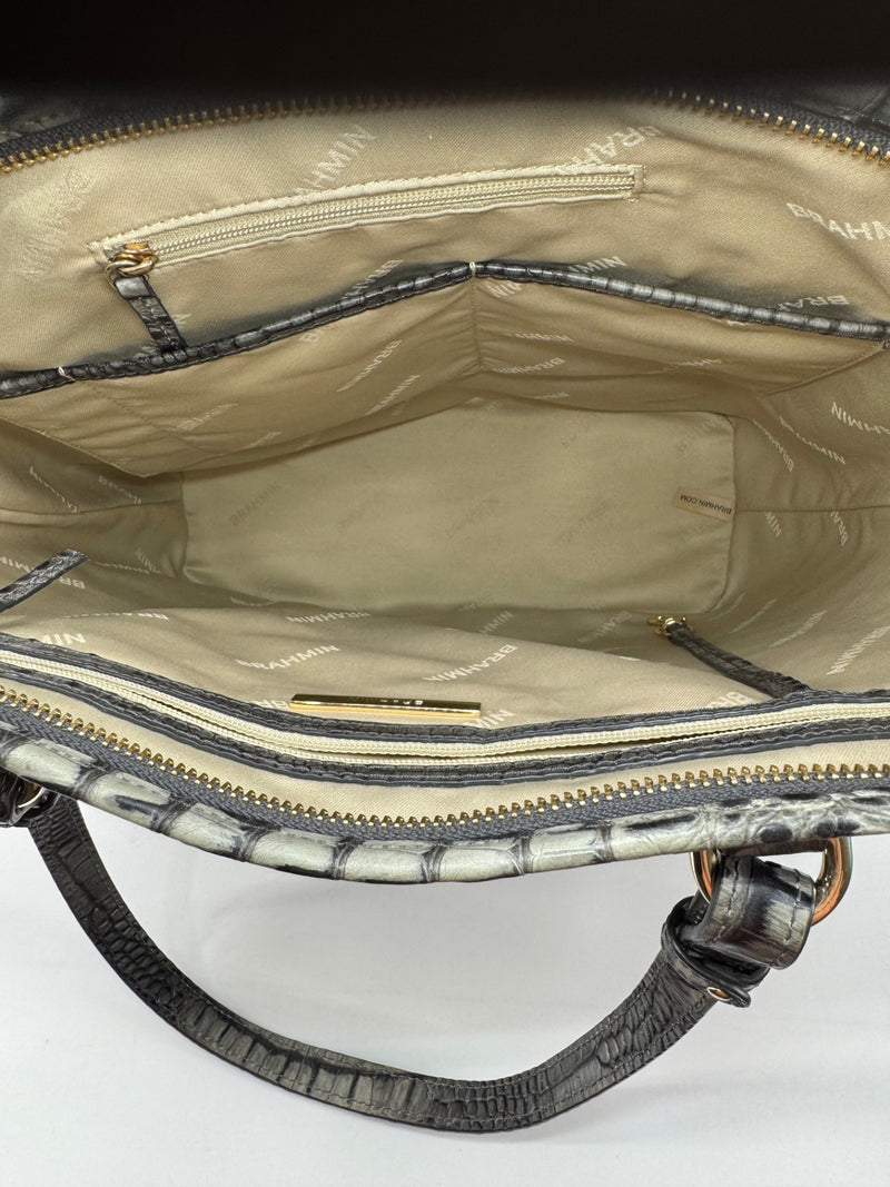 Brahmin Medium Asher Tote Bag Green Embossed Leather
