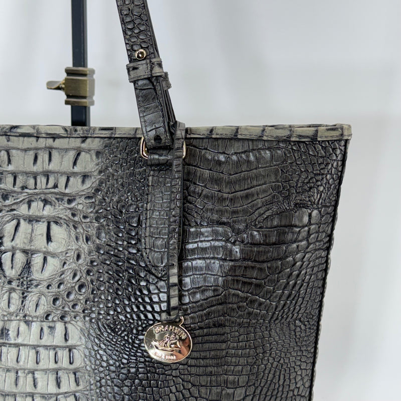 Brahmin Medium Asher Tote Bag Green Embossed Leather