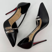 Christian Louboutin Studded Pointed Toe Stiletto Heels Red Sole Black EU 38 US 7.5