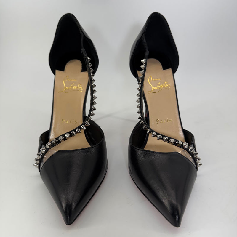 Christian Louboutin Studded Pointed Toe Stiletto Heels Red Sole Black EU 38 US 7.5