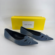 Marc Jacobs Denim Blue Pointed Toe Flats Cutout Bow Women’s Size 8