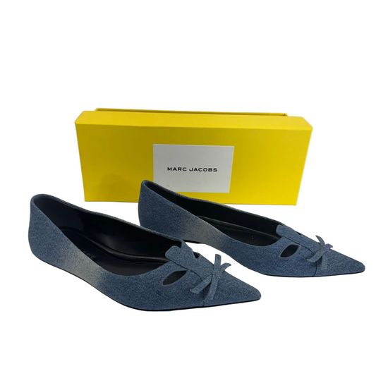 Marc Jacobs Denim Blue Pointed Toe Flats Cutout Bow Women’s Size 8