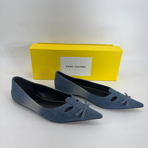 Marc Jacobs Denim Blue Pointed Toe Flats Cutout Bow Women’s Size 8