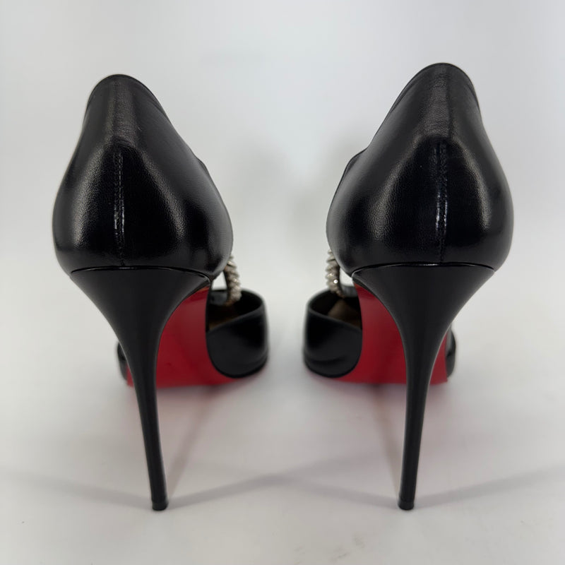 Christian Louboutin Studded Pointed Toe Stiletto Heels Red Sole Black EU 38 US 7.5
