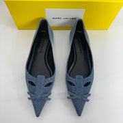 Marc Jacobs Denim Blue Pointed Toe Flats Cutout Bow Women’s Size 8
