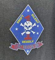 Marine Force Recon Tee Vintage 1st Recon Battalion "Swift Silent Deadly" Sz XL