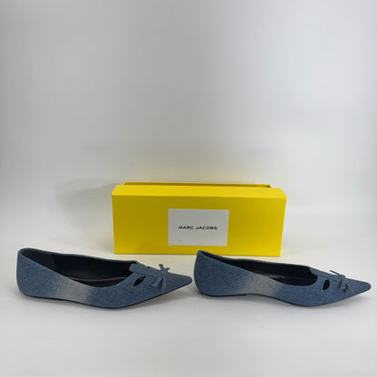 Marc Jacobs Denim Blue Pointed Toe Flats Cutout Bow Women’s Size 8