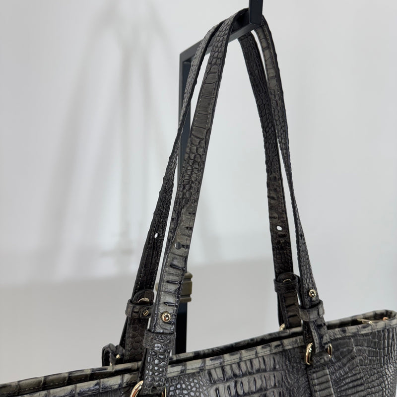 Brahmin Medium Asher Tote Bag Green Embossed Leather