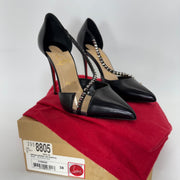 Christian Louboutin Studded Pointed Toe Stiletto Heels Red Sole Black EU 38 US 7.5