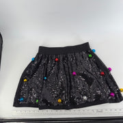Queen of Sparkles Black Sequin Jingle Bell Mini Skirt Size Small Christmas
