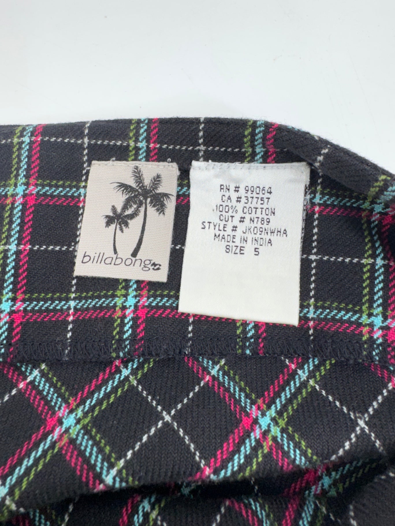 Billabong Y2K Multicolor Plaid Skirt Women's Size 5