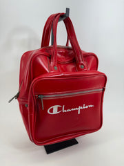 Vintage Champion Red Vinyl Bowling Bag Satchel Purse Y2K Retro