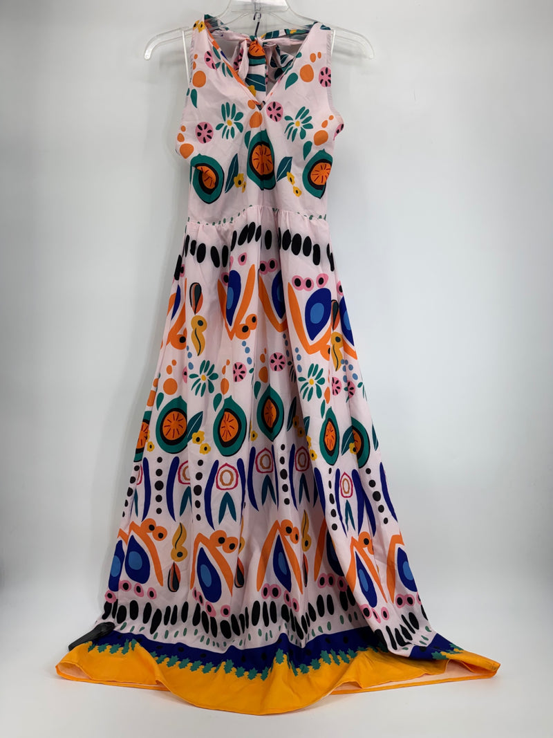 Miss Kelly Pink Colorful Pattern Maxi Dress