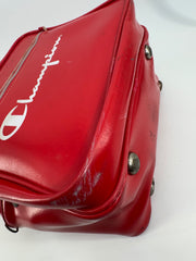 Vintage Champion Red Vinyl Bowling Bag Satchel Purse Y2K Retro