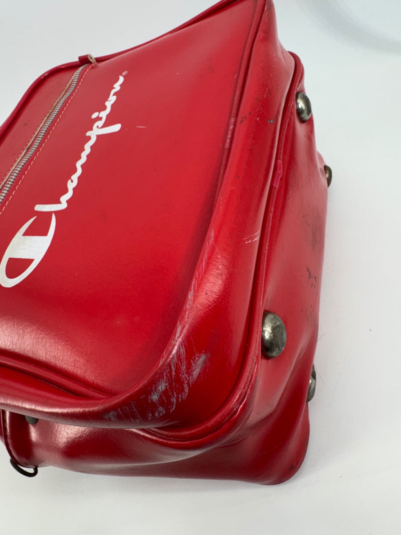 Vintage Champion Red Vinyl Bowling Bag Satchel Purse Y2K Retro