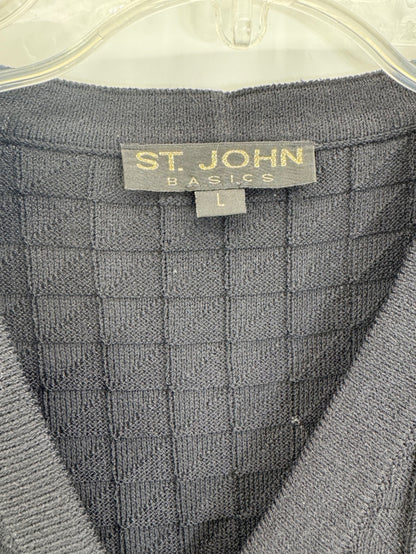 St. John Collection Black Santana Knit Short Sleeve Cardigan Gold Buttons 6