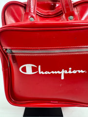 Vintage Champion Red Vinyl Bowling Bag Satchel Purse Y2K Retro