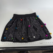 Queen of Sparkles Black Sequin Jingle Bell Mini Skirt Size Small Christmas