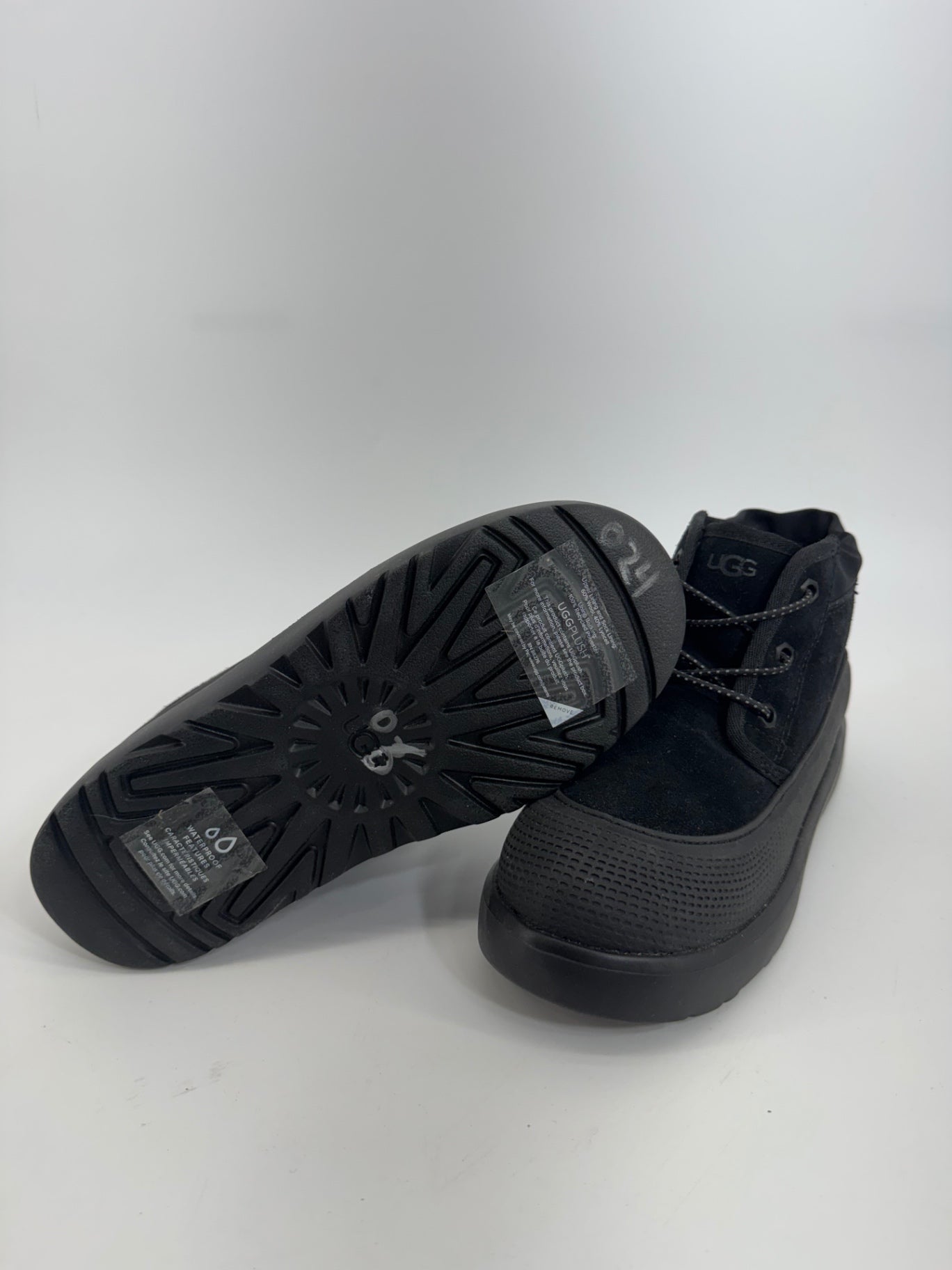 Kids UGG Plush Black Waterproof Suede Short Boots