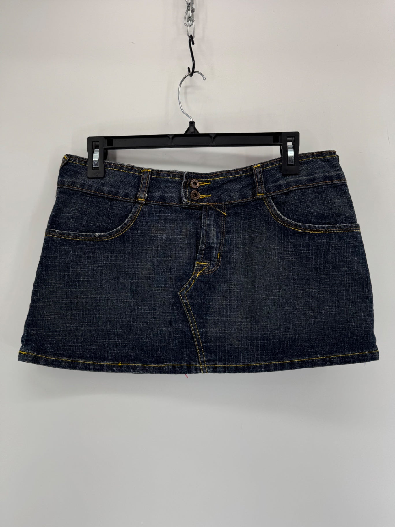 Von Dutch Y2K Biker Denim Patch Mini Skirt Sz Medium