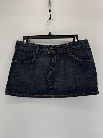 Von Dutch Y2K Biker Denim Patch Mini Skirt Sz Medium