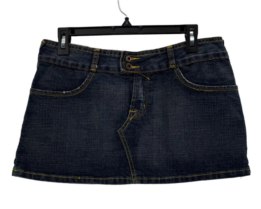 Von Dutch Y2K Biker Denim Patch Mini Skirt Sz Medium