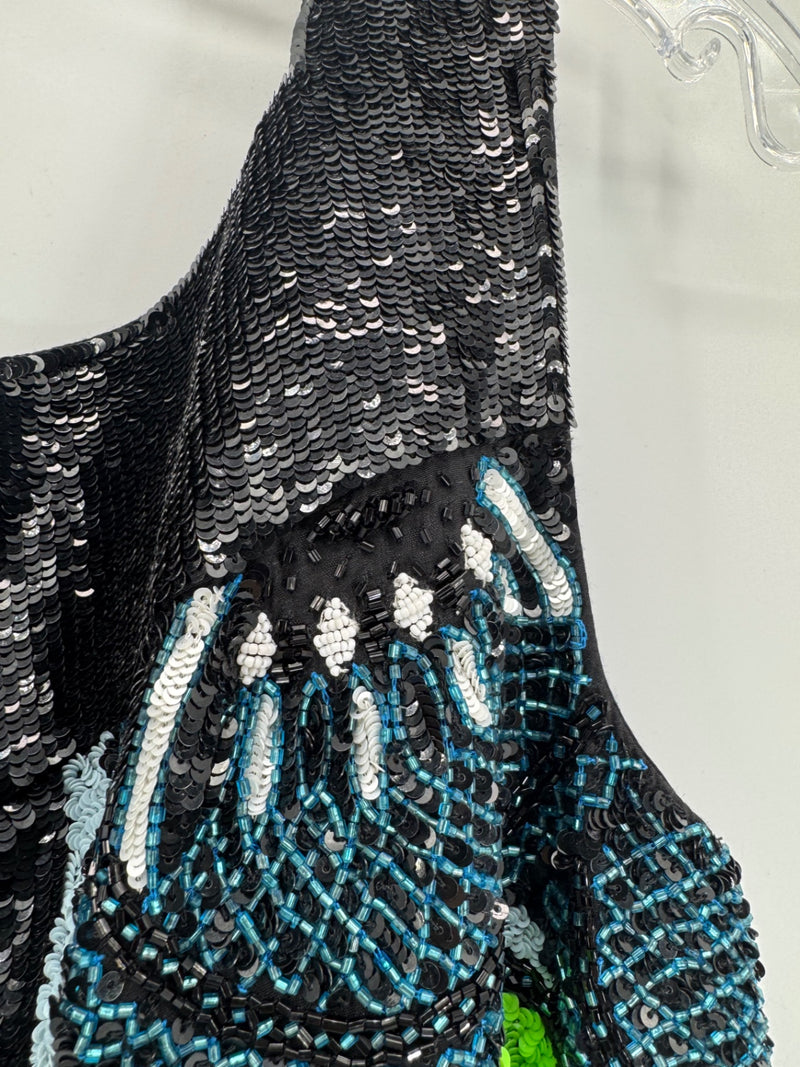 Versace Collection Beaded Sequin Sleeveless Top Made Italy Size 48 Large