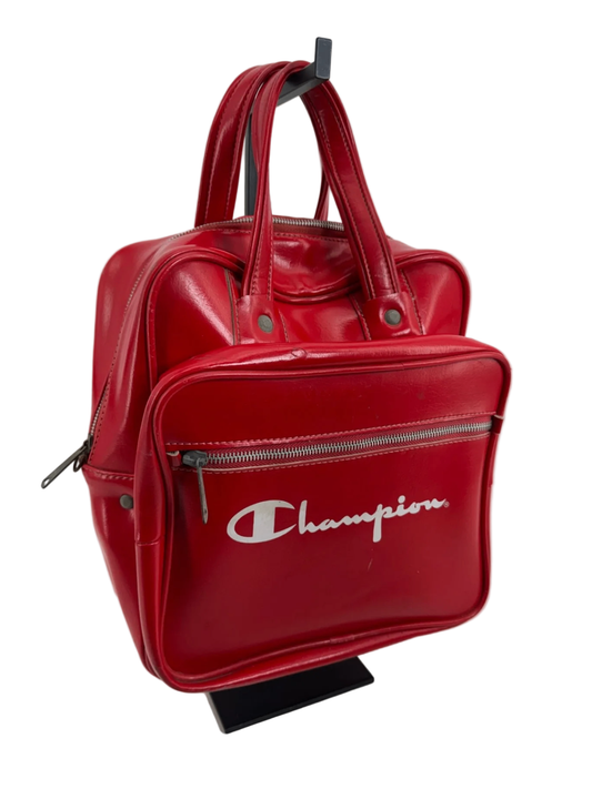 Vintage Champion Red Faux Leather Bowling Bag Satchel Purse Y2K Retro