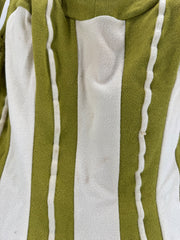 Vintage De Weese Design One Piece Swimsuit Olive Green Cream Striped Women