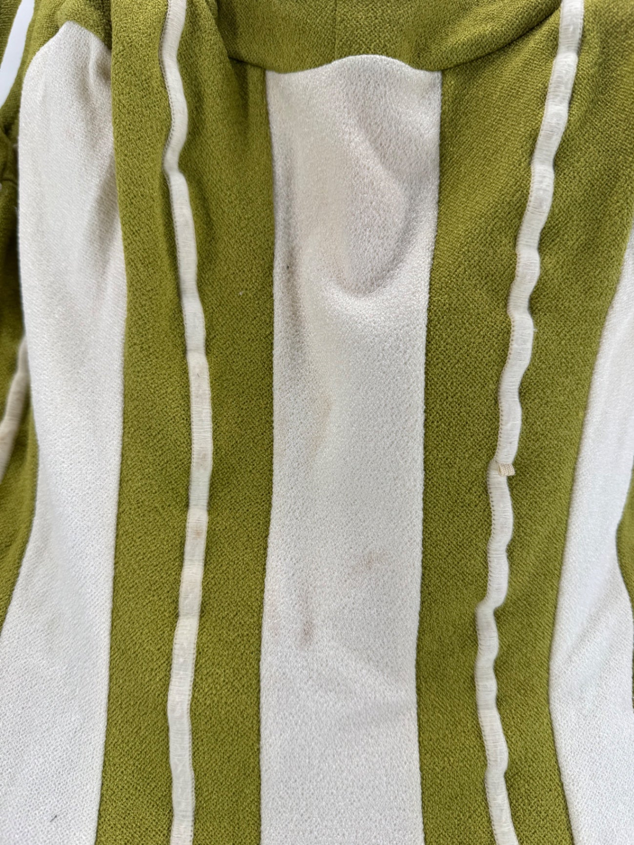 Vintage De Weese Design One Piece Swimsuit Olive Green Cream Striped Women