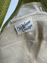 Vintage De Weese Design One Piece Swimsuit Olive Green Cream Striped Women
