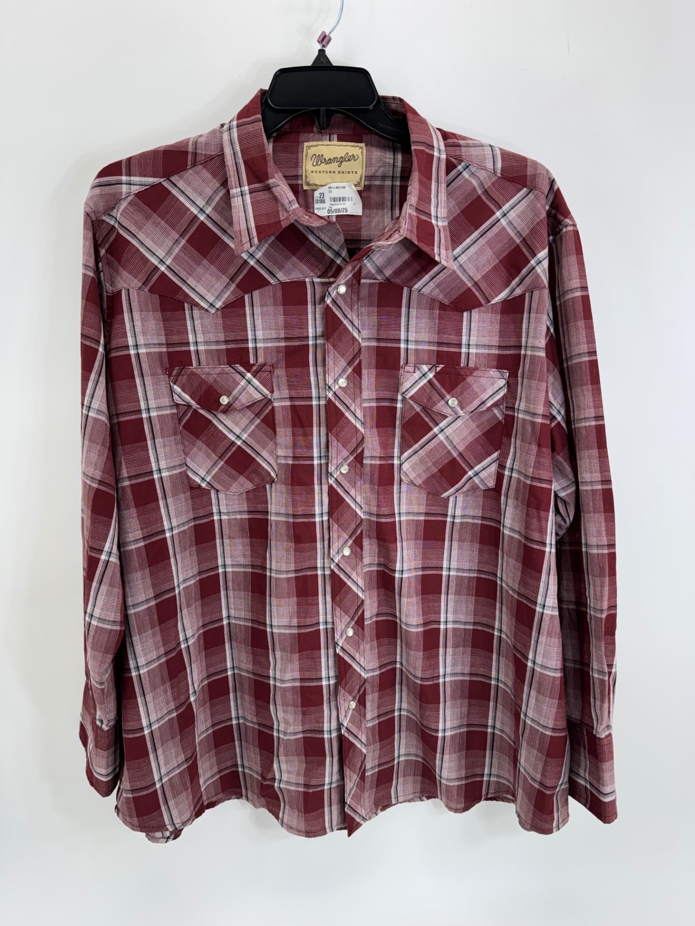 Wrangler Red Plaid Pearl Snap Shirt